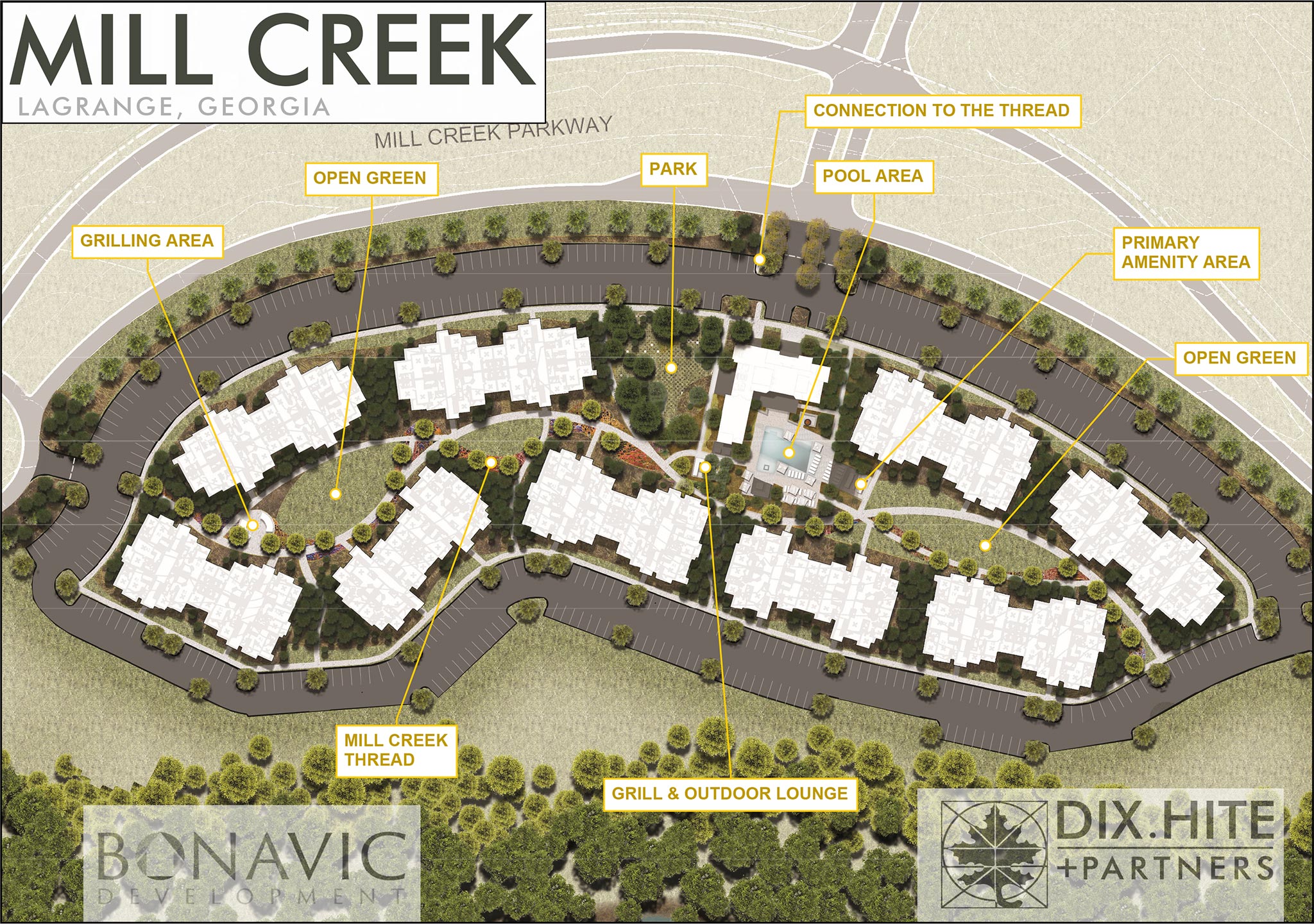 image of the site plan for The Yard on Mill based in Mill Creek, LaGrange, Georgia